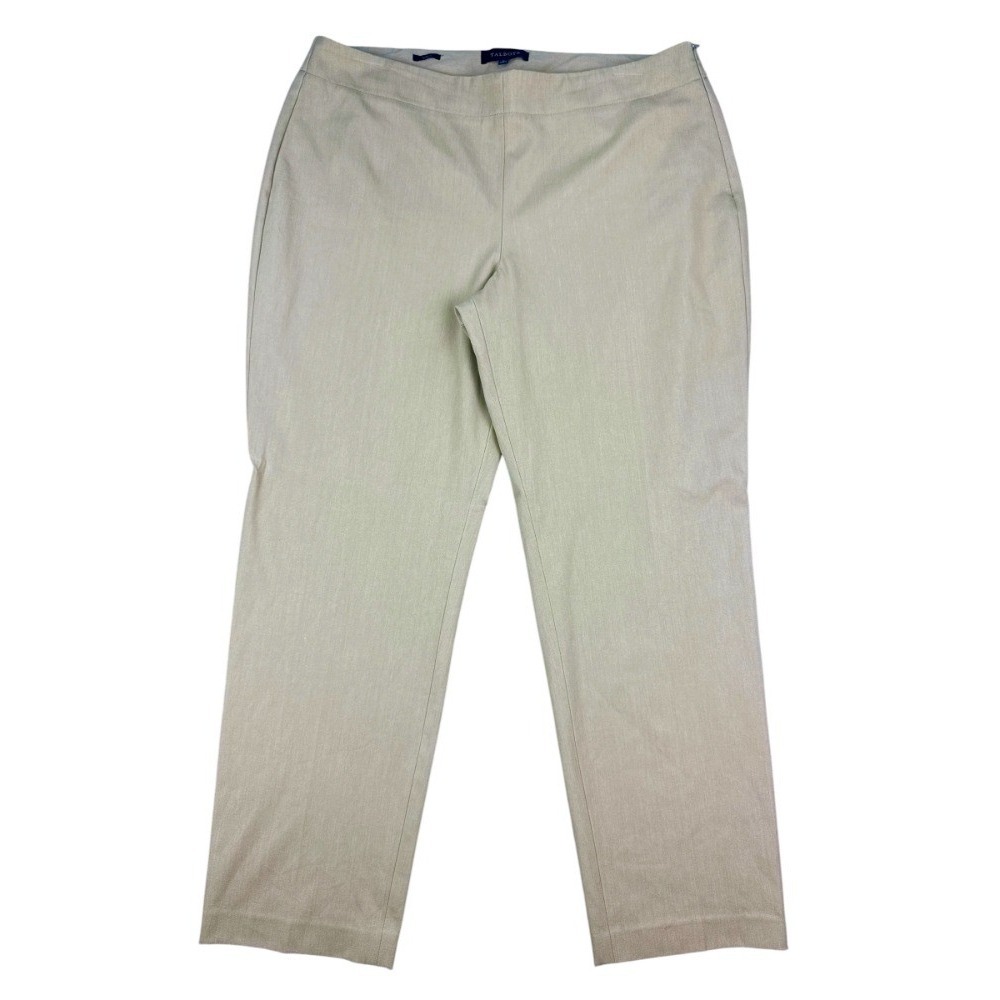 Talbots Curvy Khaki Tan Straight Leg Trousers Side Zip Women's 16‎ Soft